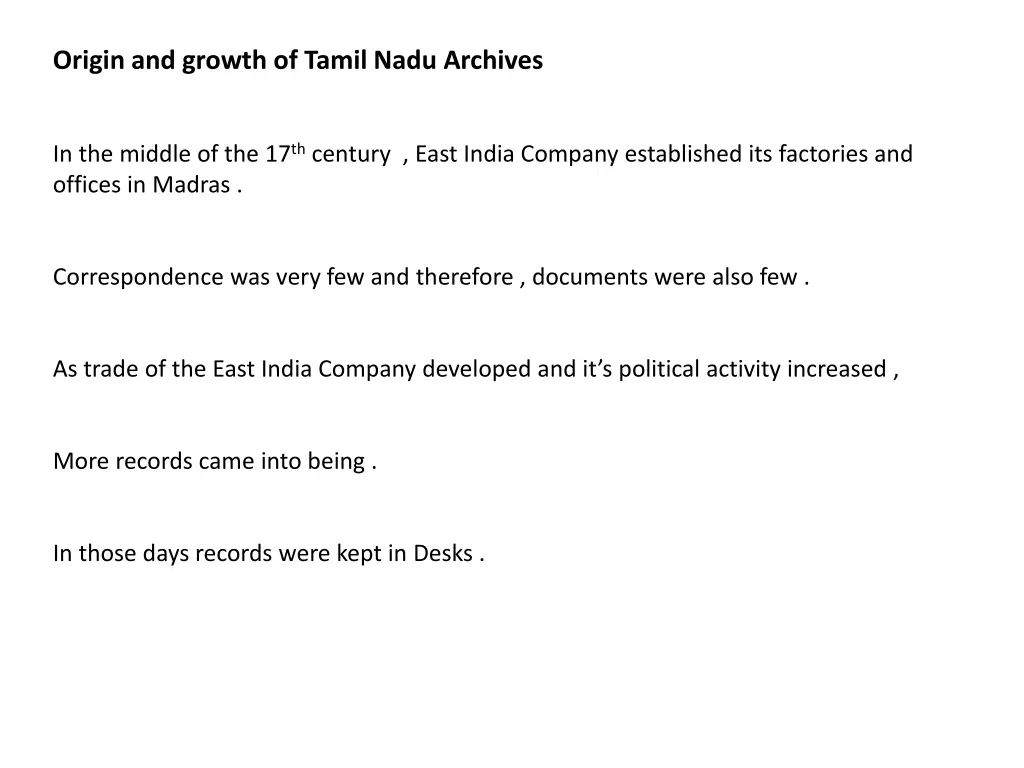 origin and growth of tamil nadu archives