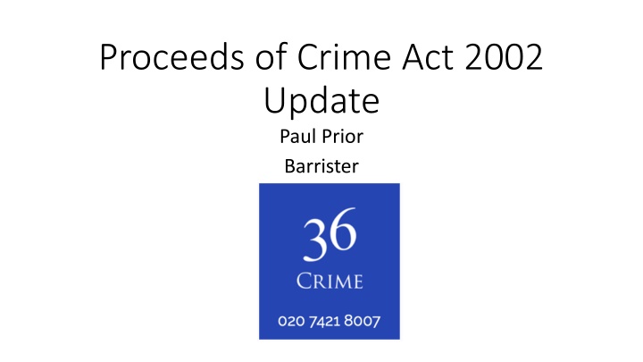 proceeds of crime act 2002 update paul prior