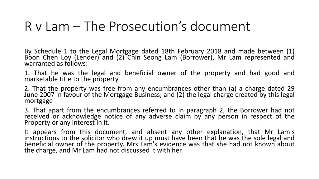 r v lam the prosecution s document