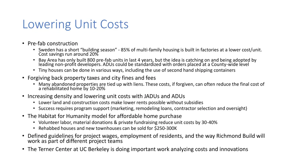 lowering unit costs