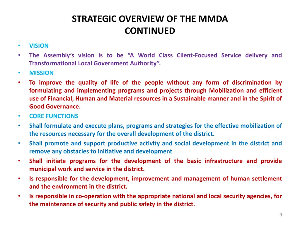 strategic overview of the mmda continued 4