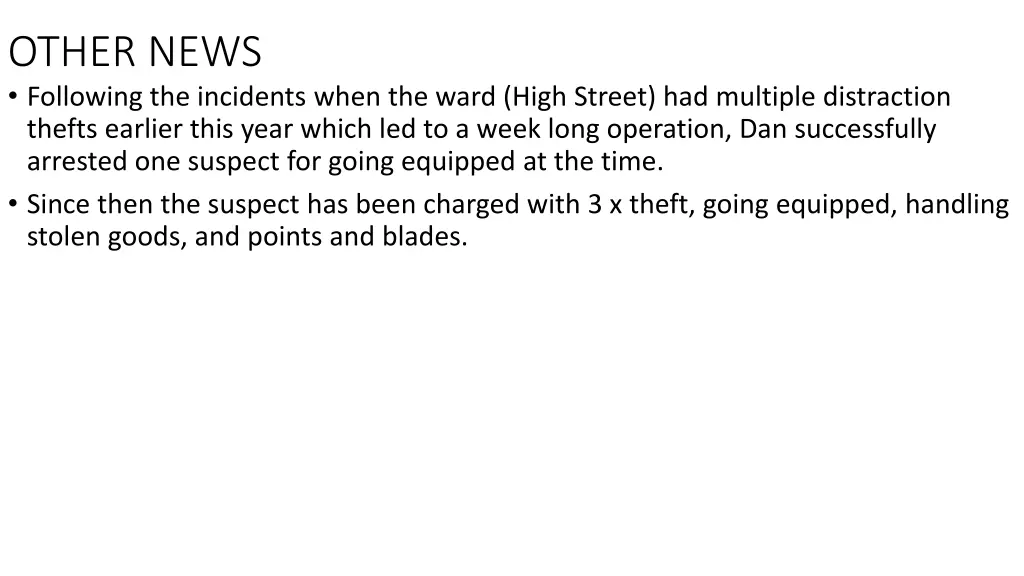 other news following the incidents when the ward