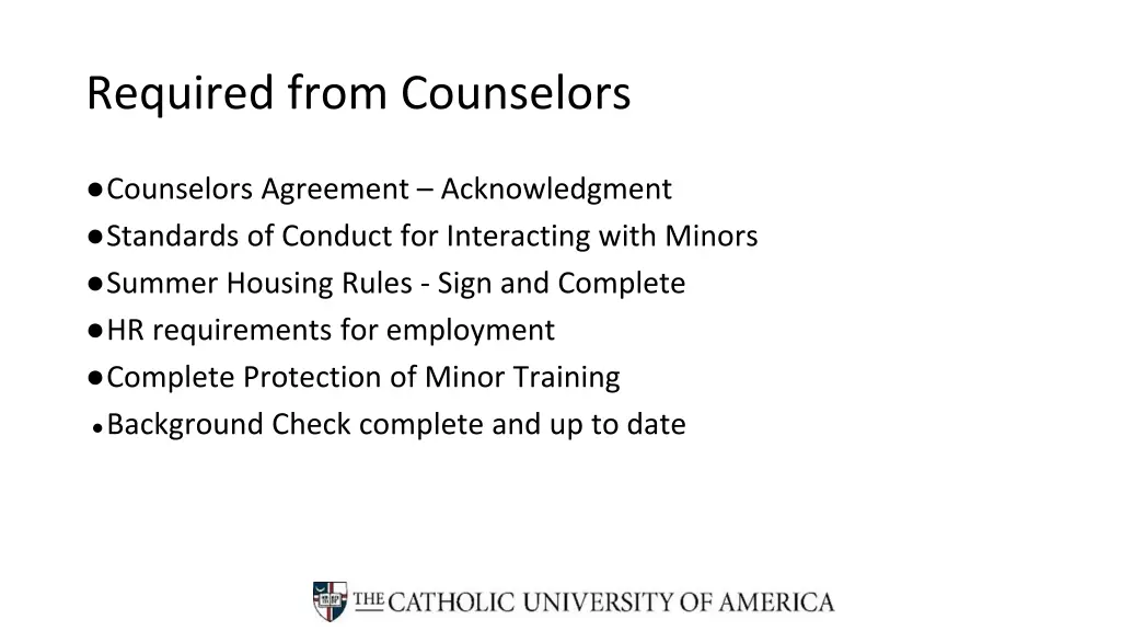 required from counselors