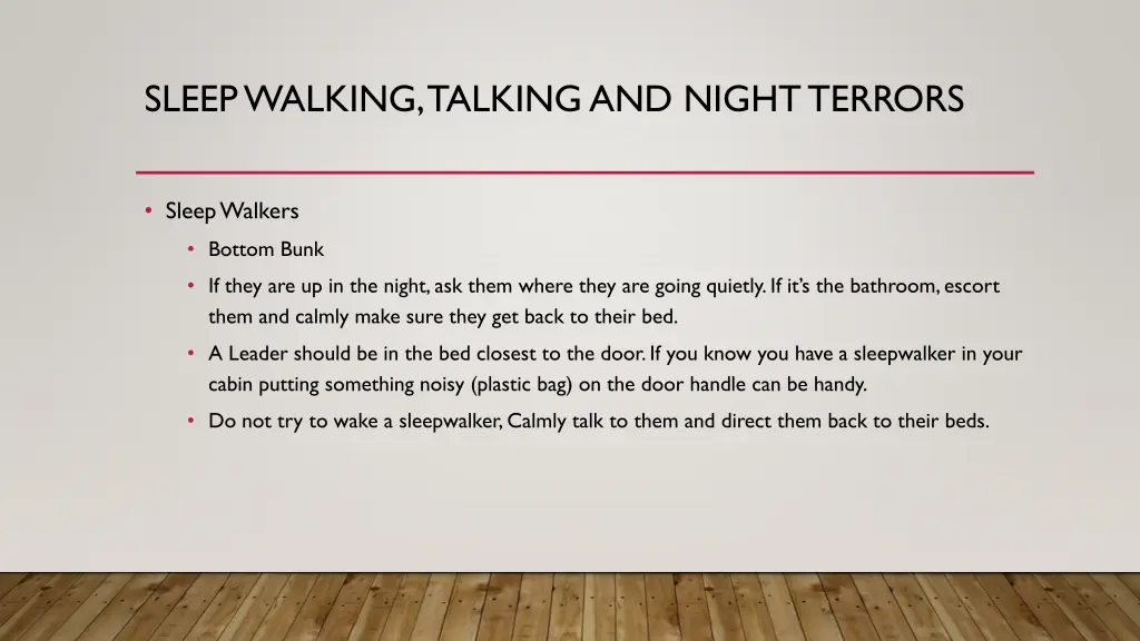 sleep walking talking and night terrors