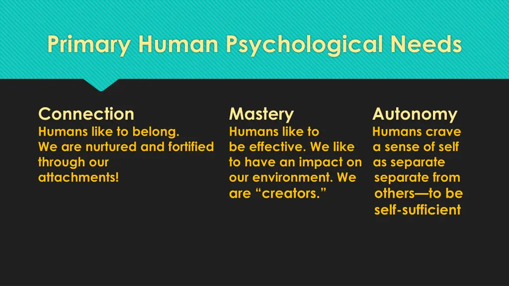 primary human psychological needs 2