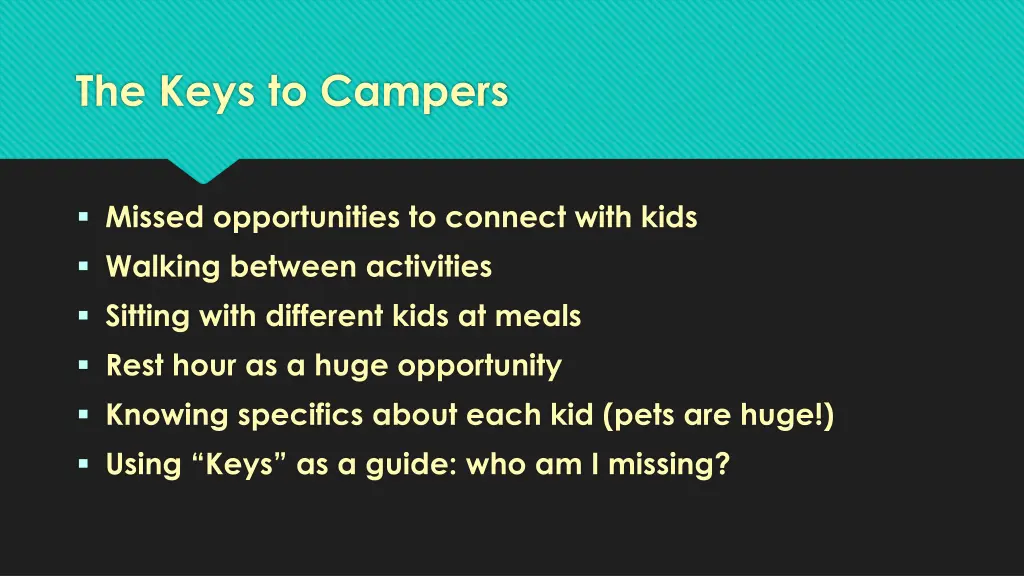 the keys to campers