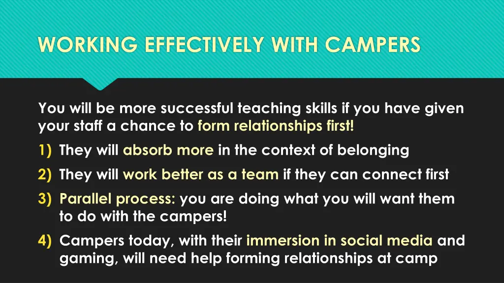 working effectively with campers 1