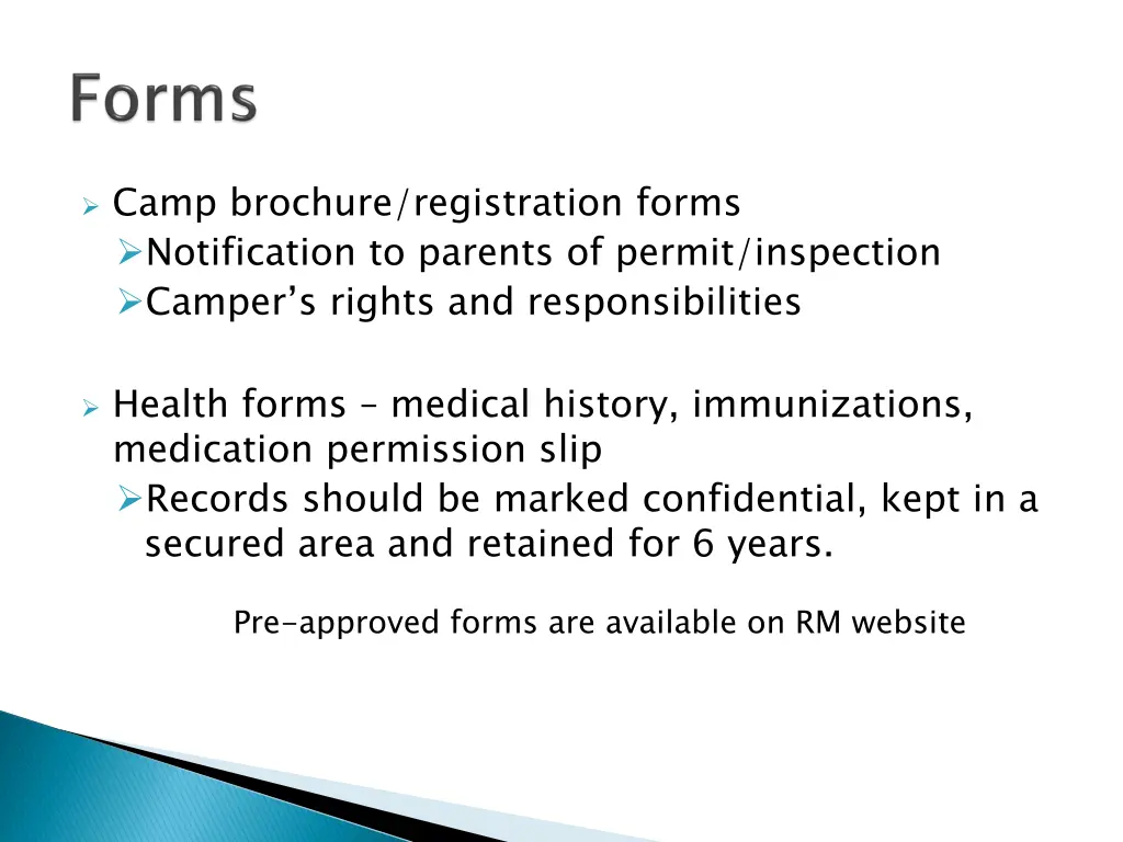 camp brochure registration forms notification