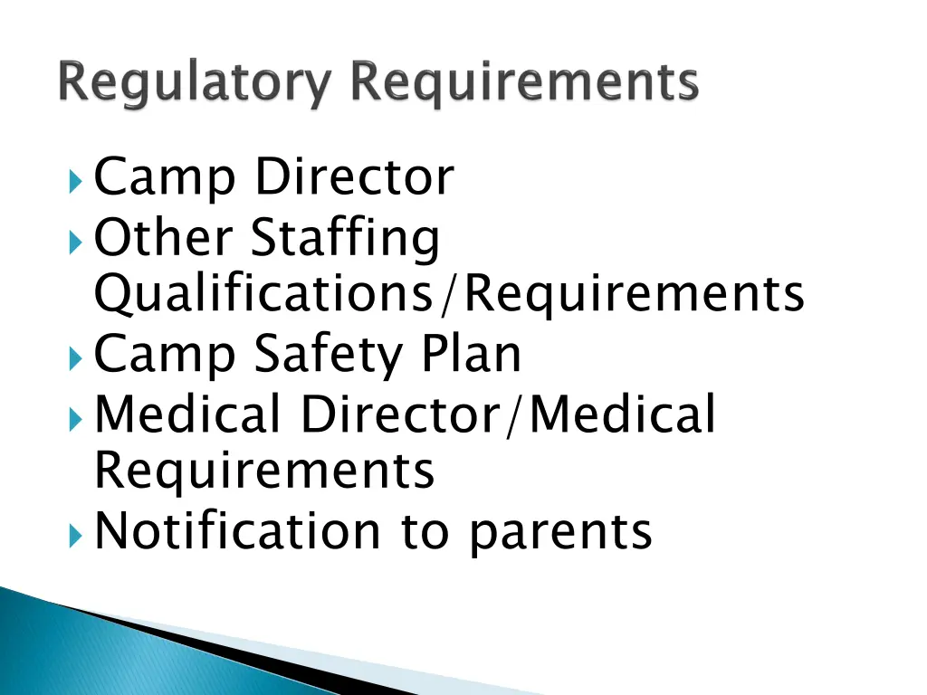 camp director other staffing qualifications