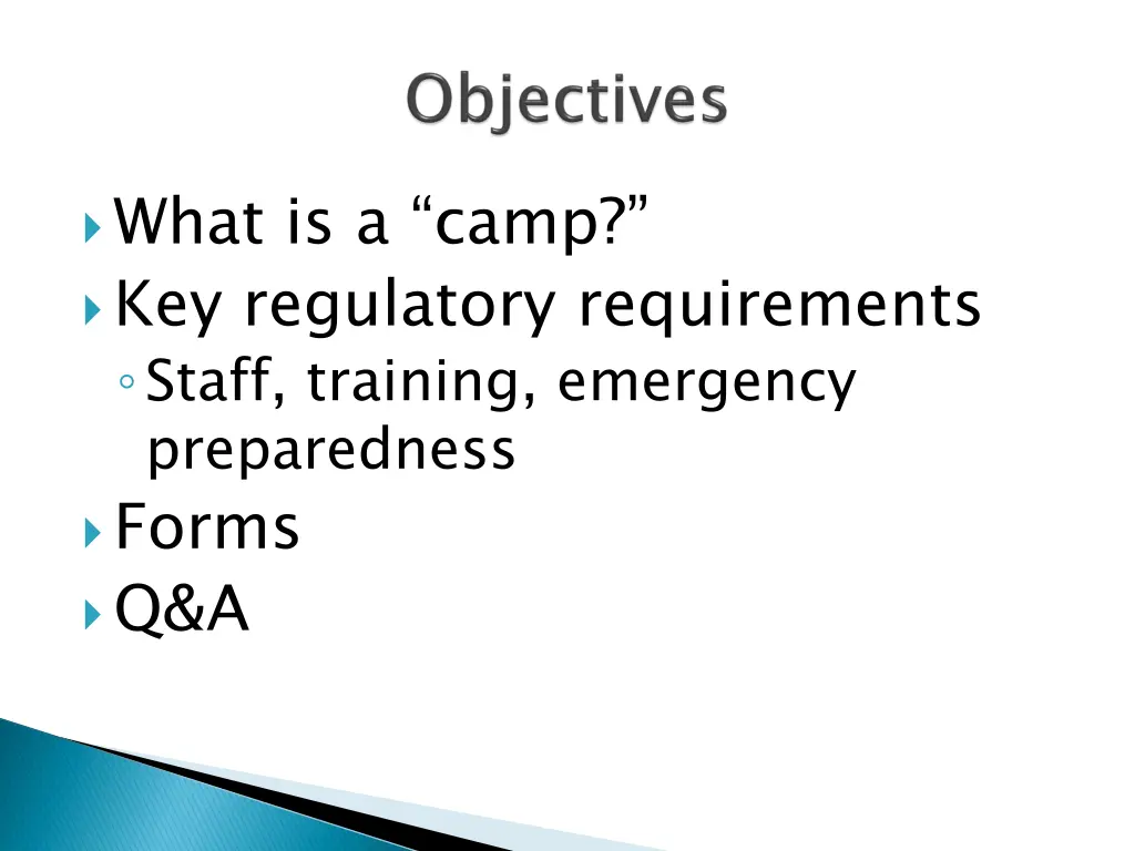 what is a camp key regulatory requirements staff