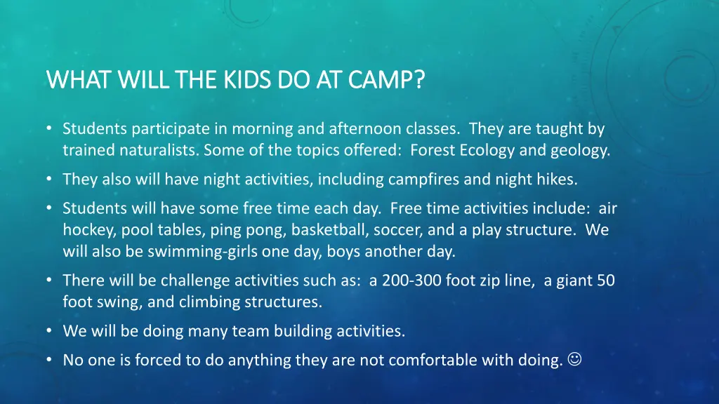 what will the kids do at camp what will the kids