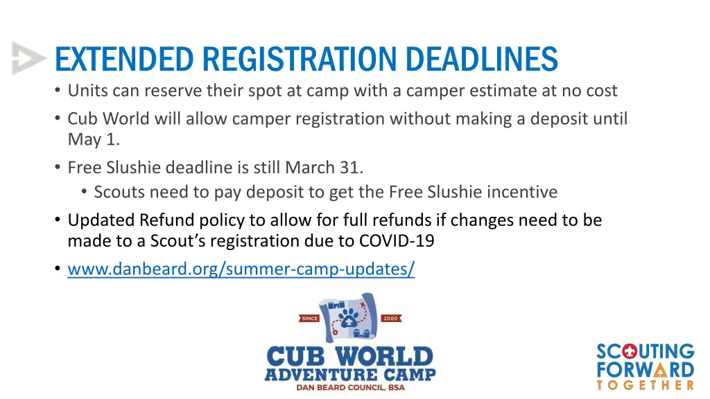 extended registration deadlines units can reserve