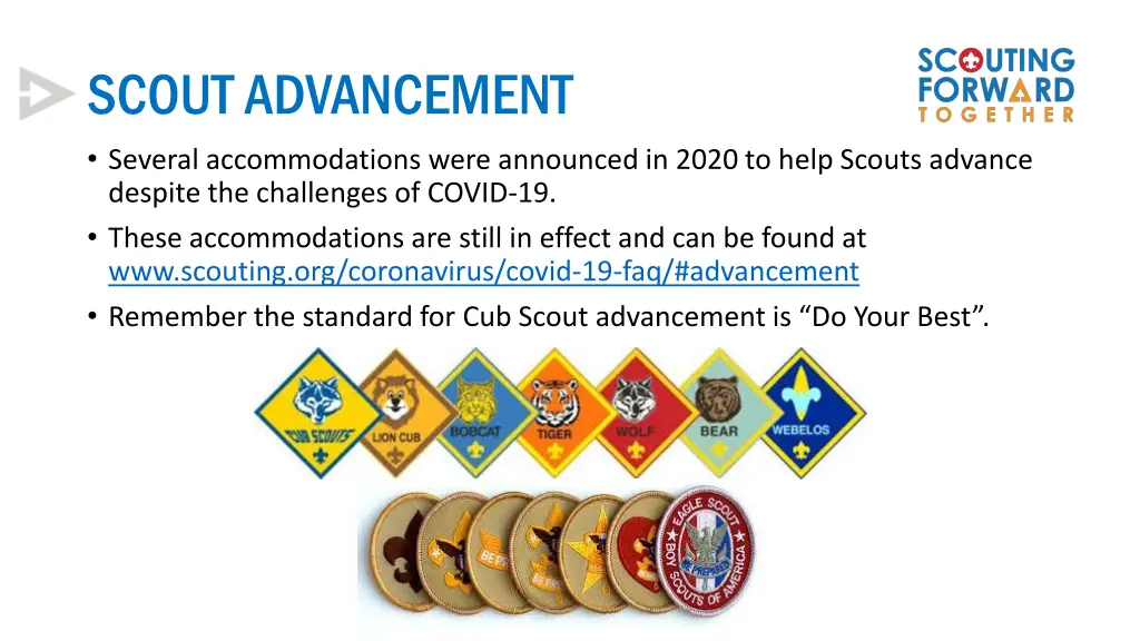 scout advancement several accommodations were