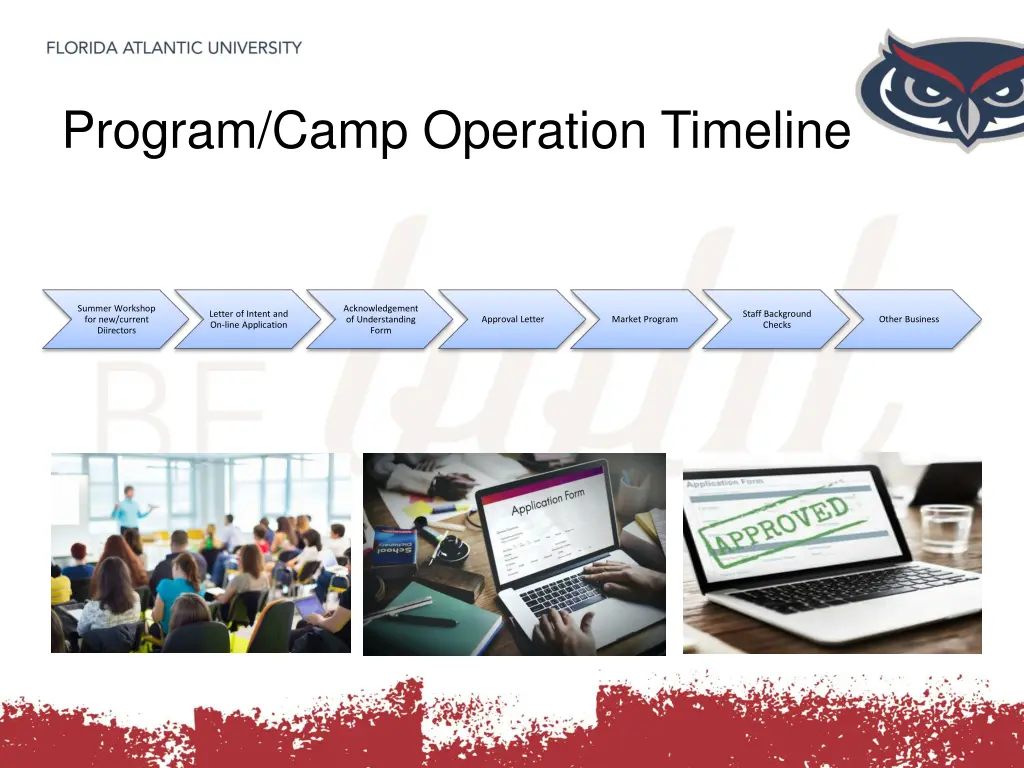 program camp operation timeline