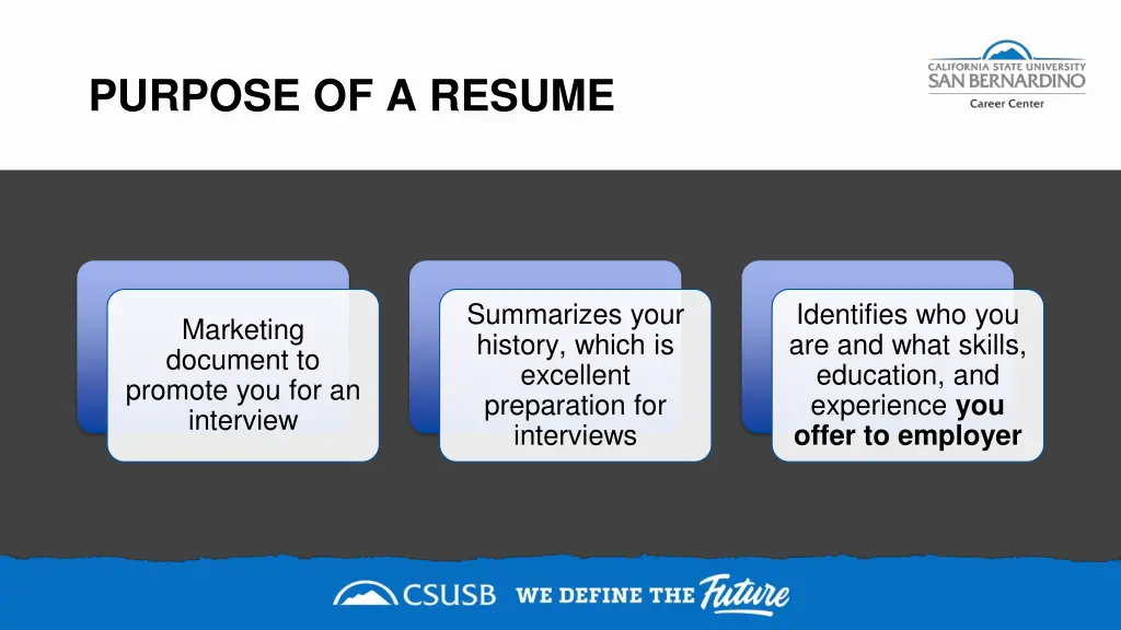 purpose of a resume