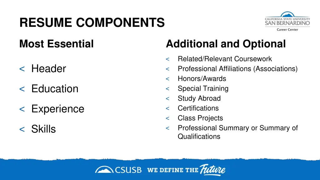 resume components