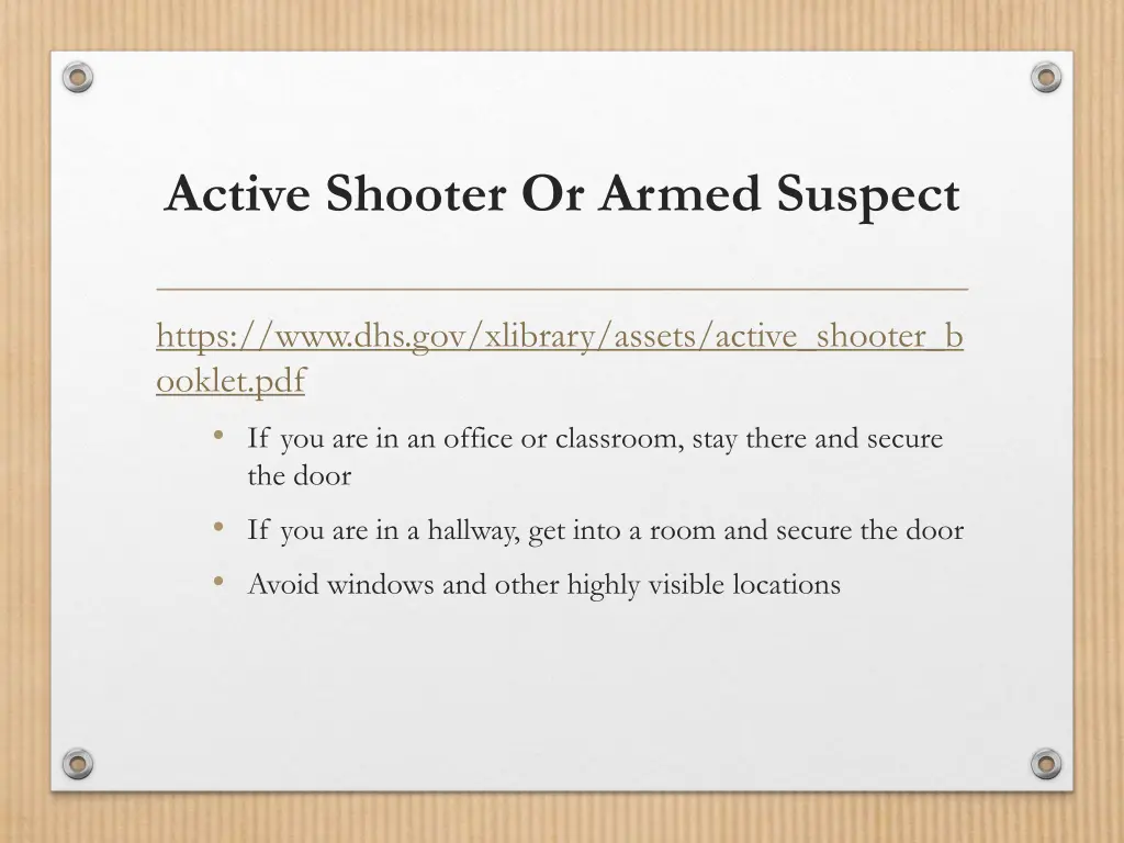 active shooter or armed suspect 1