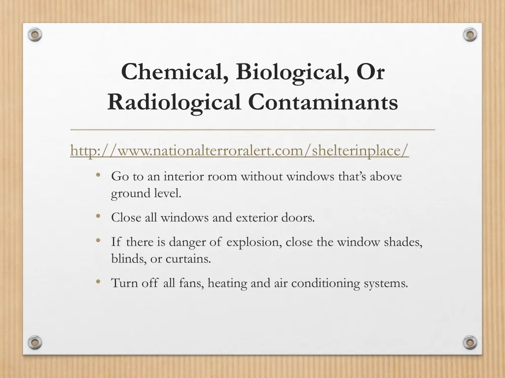 chemical biological or radiological contaminants 1