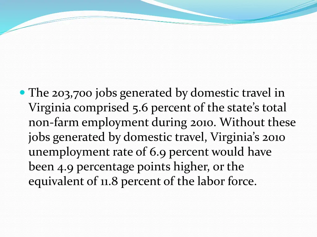 the 203 700 jobs generated by domestic travel