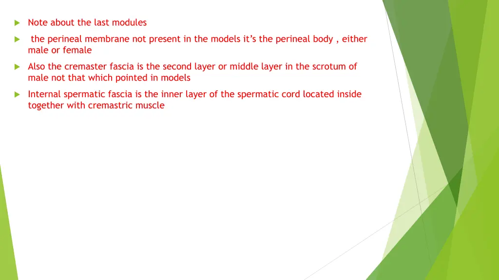 note about the last modules