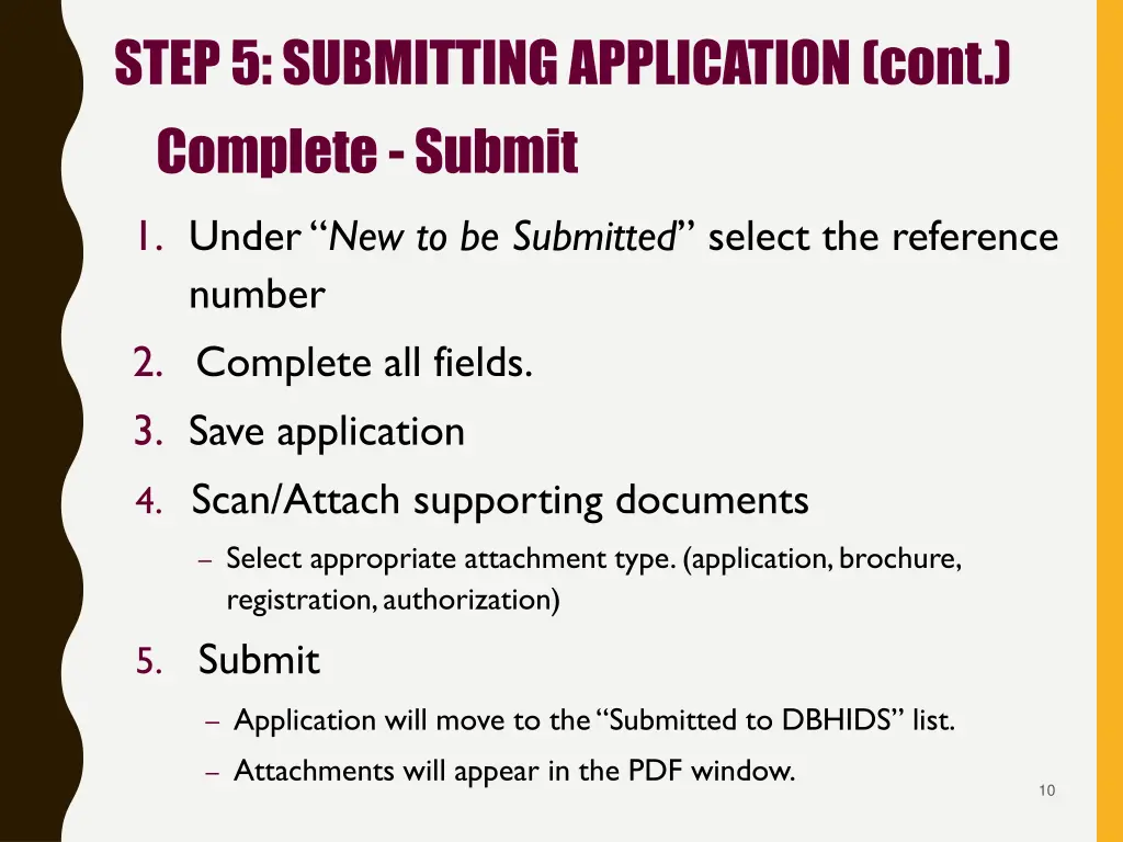 step 5 submitting application cont complete submit