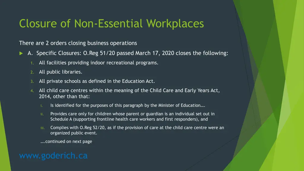 closure of non essential workplaces