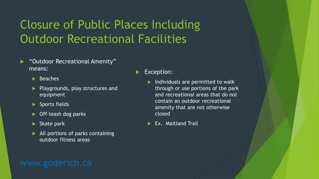 closure of public places including outdoor 1