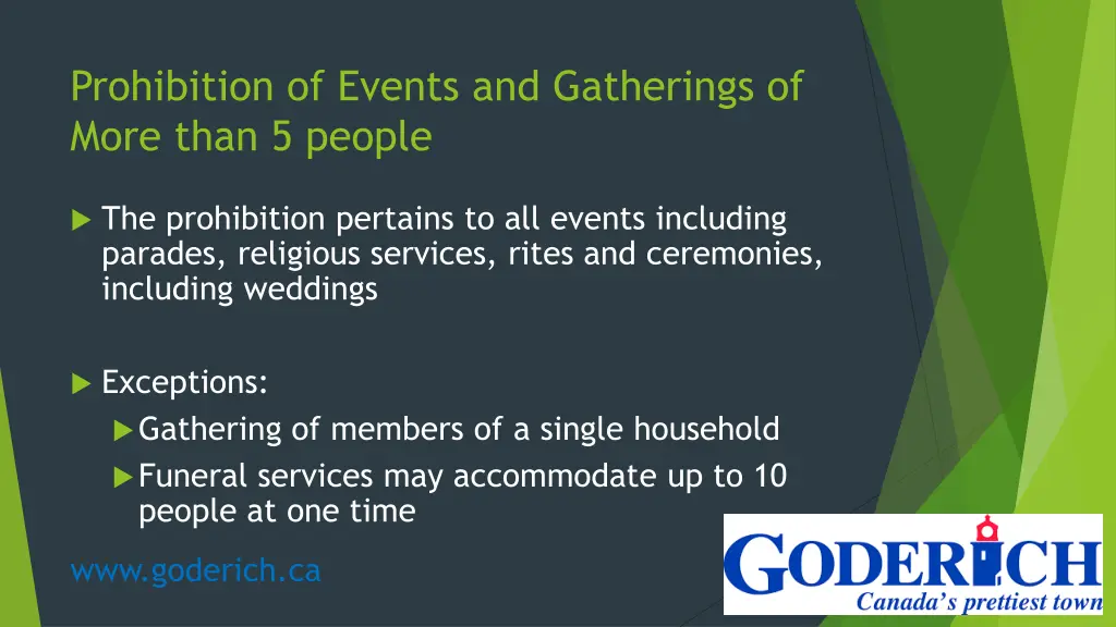 prohibition of events and gatherings of more than 1