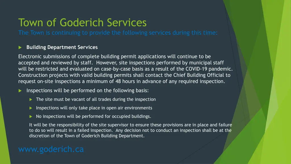 town of goderich services the town is continuing 1