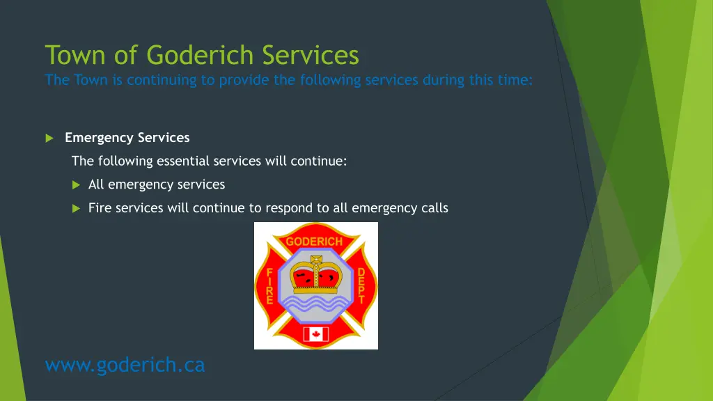 town of goderich services the town is continuing 2