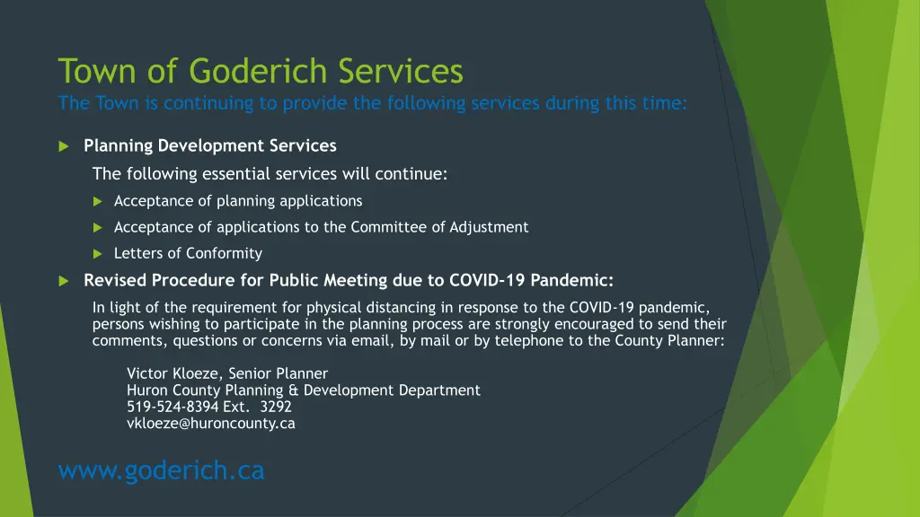 town of goderich services the town is continuing 4