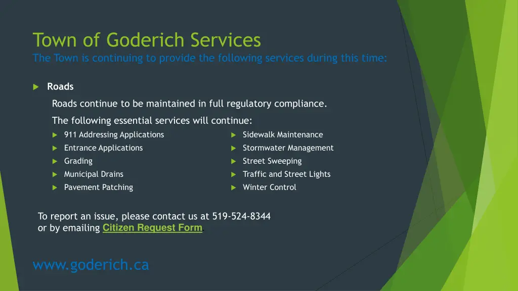 town of goderich services the town is continuing 5