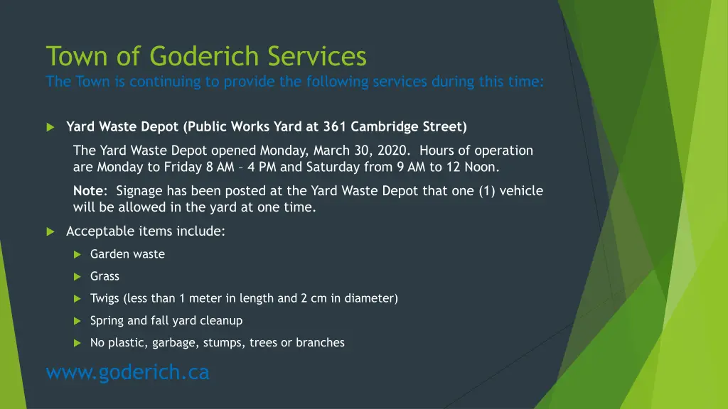 town of goderich services the town is continuing 7