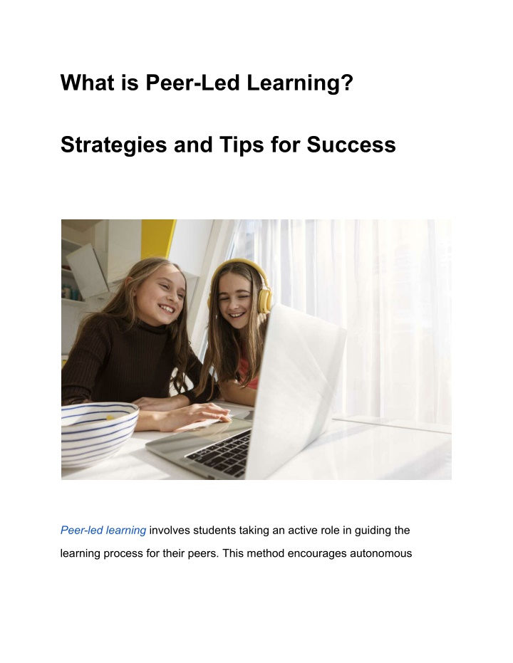 what is peer led learning