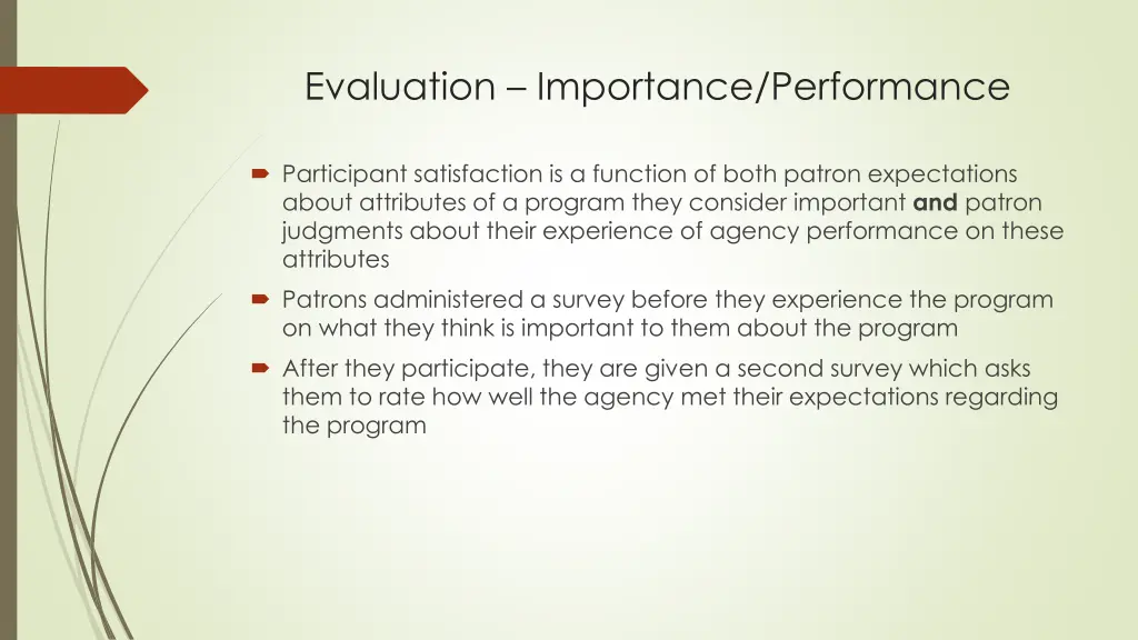 evaluation importance performance