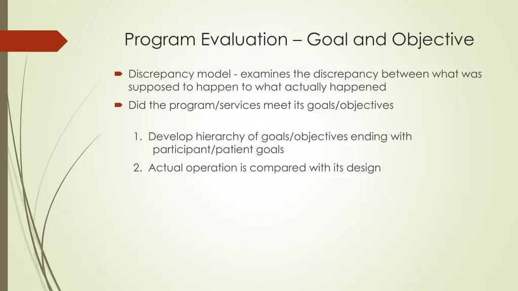 program evaluation goal and objective