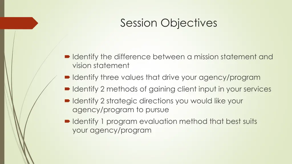 session objectives