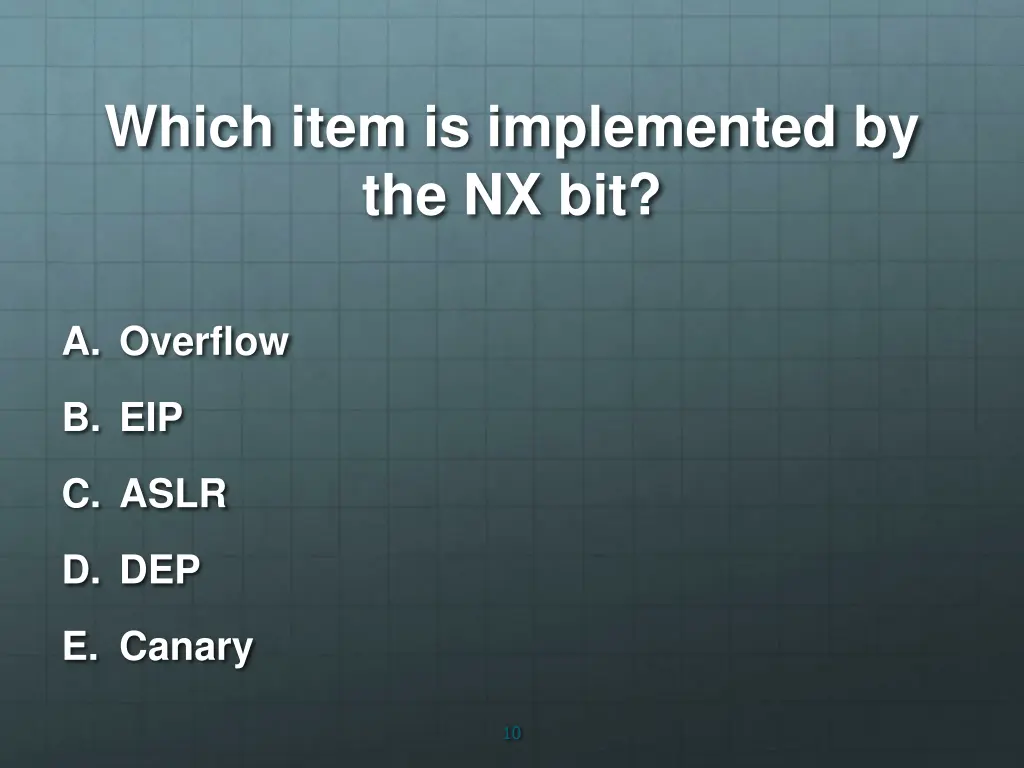 which item is implemented by the nx bit