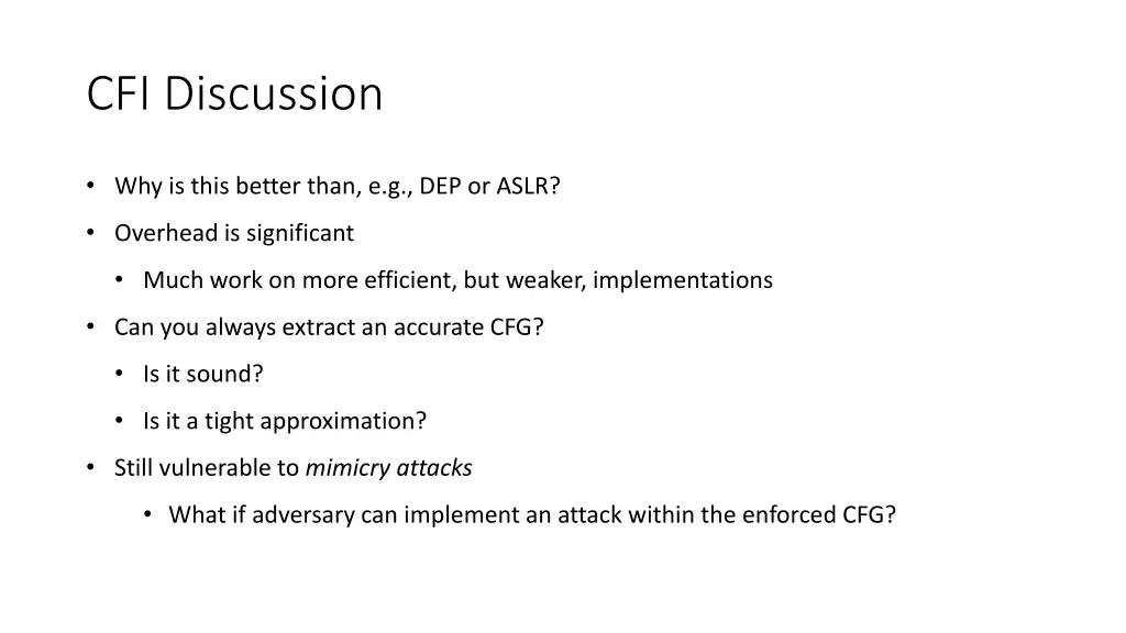 cfi discussion