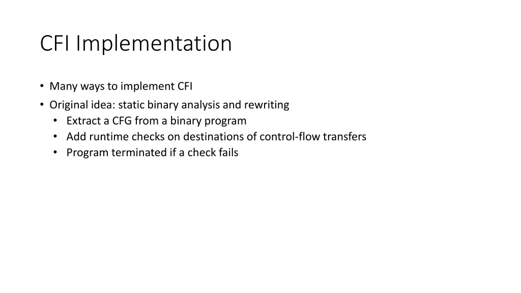 cfi implementation