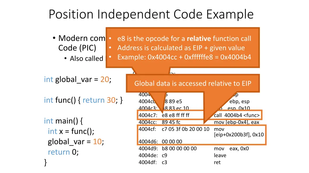 position independent code example