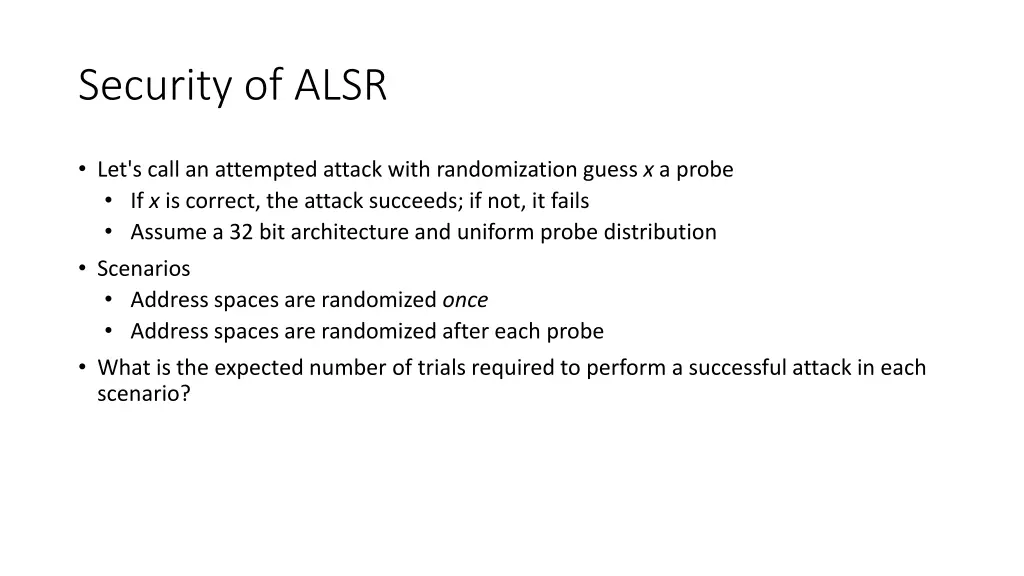 security of alsr