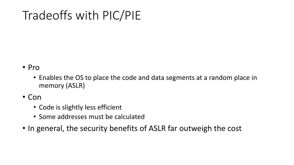 tradeoffs with pic pie