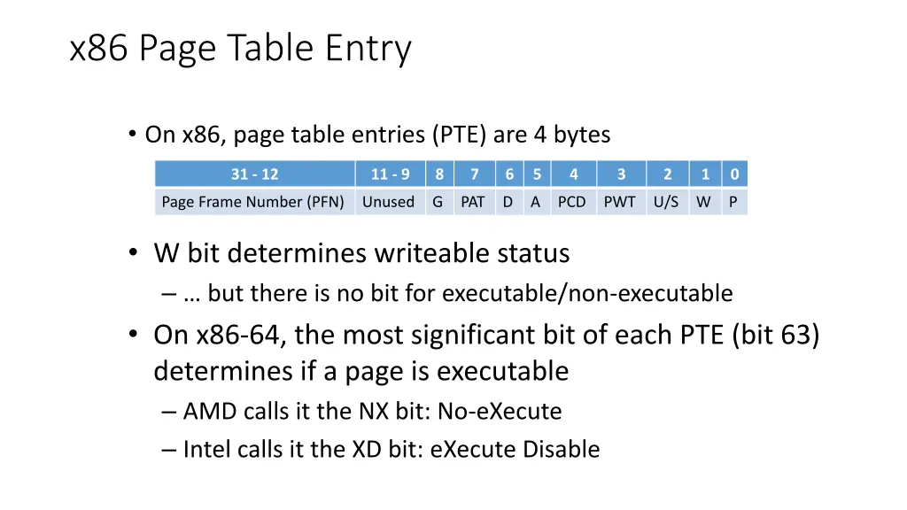 x86 page table entry