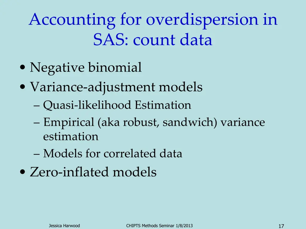 accounting for overdispersion in sas count data