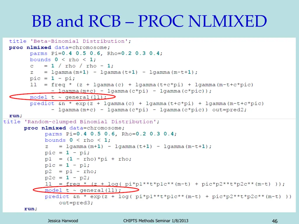 bb and rcb proc nlmixed