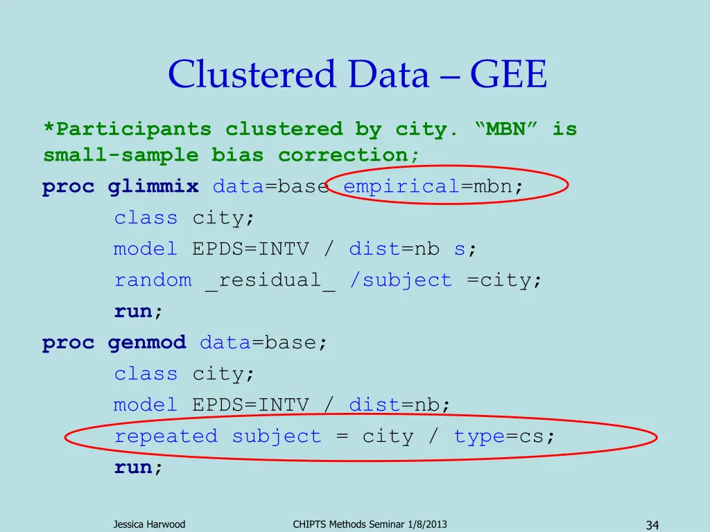 clustered data gee