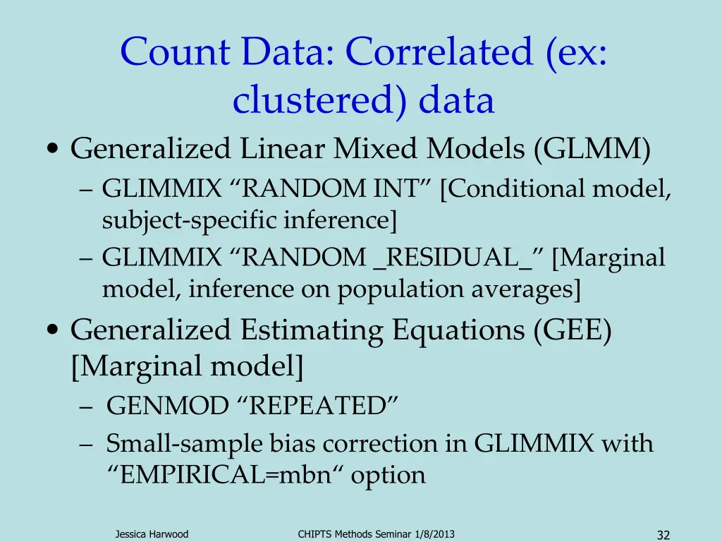 count data correlated ex clustered data 1