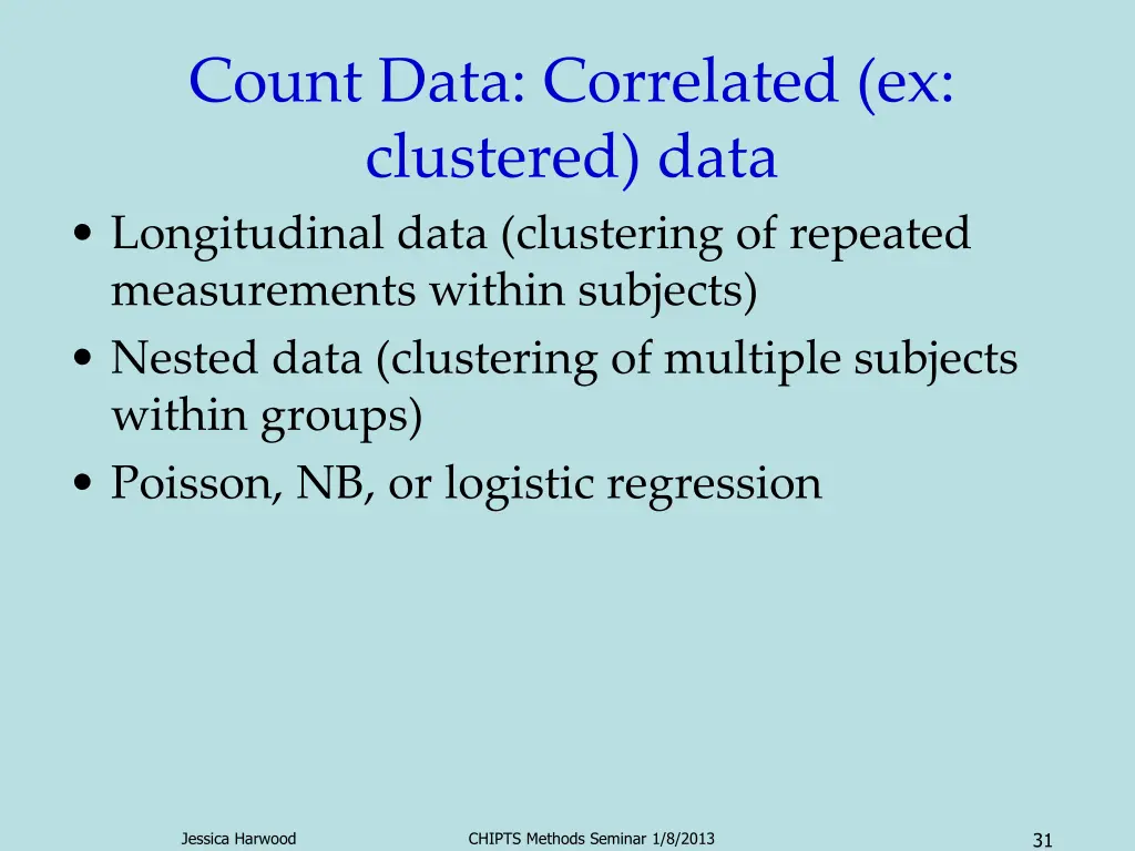 count data correlated ex clustered data