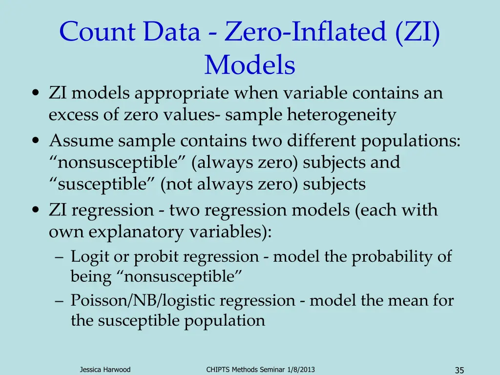 count data zero inflated zi models zi models